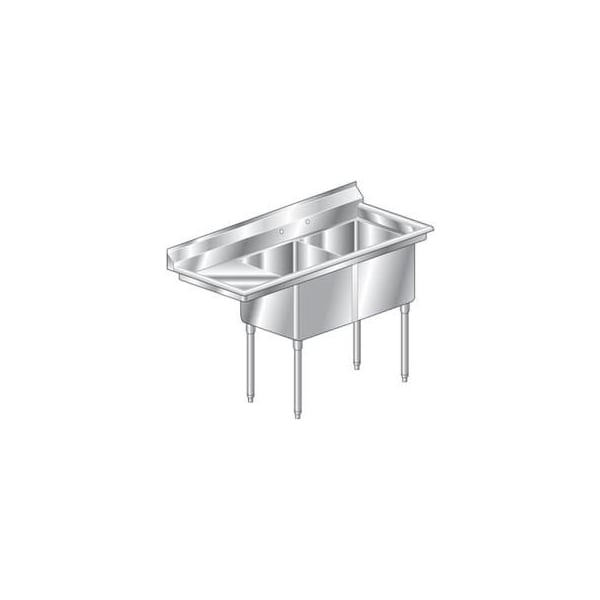 Aero Aero Manufacturing Company Two Bowl Deluxe SS NSF Sink W/ 36W Left Drainboard 3F2-2424-36L - main